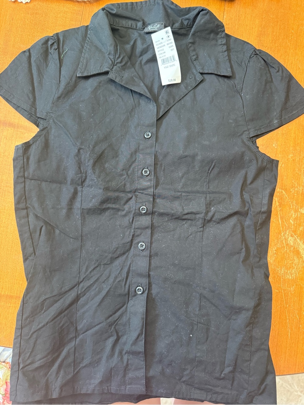 Brandy Melville Black Short-Sleeve Button-Down Shirt